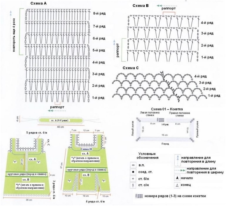 Häkelknicken. Schemata und Beschreibung Strickkleider für Mädchen 03