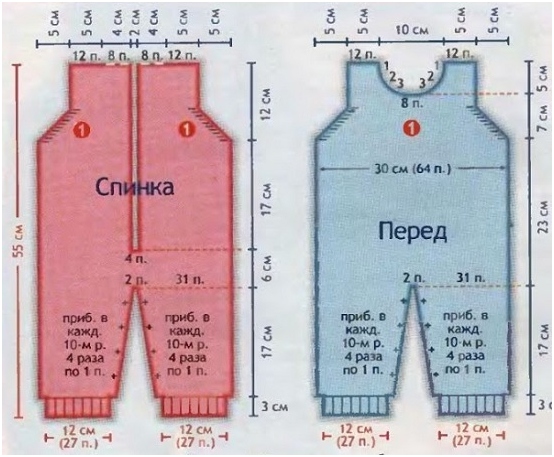 Gestrickte Overall für Neugeborene: Schemata mit Beschreibung 05