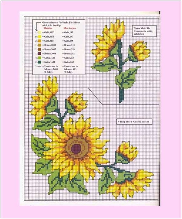 Stickfarben Cross. Blumenstickereioptionen und -schemata 02