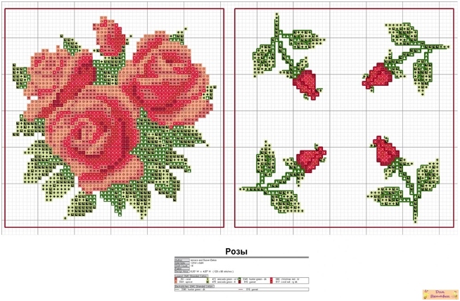 Stickfarben Cross. Blumenstickereioptionen und -schemata 03