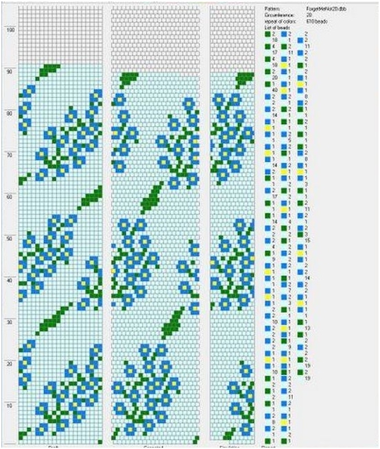 Gestrickter Perlengurthaken: Master-Klasse, Schemata 15