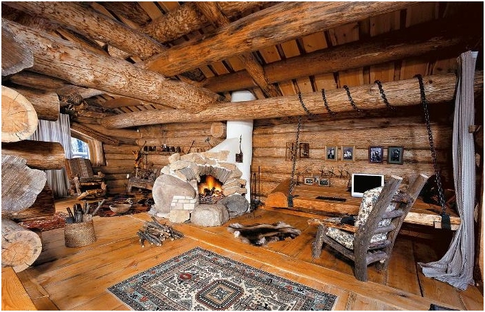 Chalet-Stil im Inneren. Eigenschaften der Küche und Wohnzimmer im Stil des Chalets 07