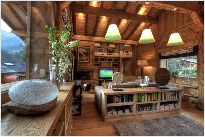 Chalet-Stil im Inneren. Eigenschaften der Küche und Wohnzimmer im Stil des Chalets 09