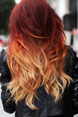 Ombre auf rotem Haar - lang und kurz. Rot Ombre auf blonden, braunen und anderen Haarfarben 03