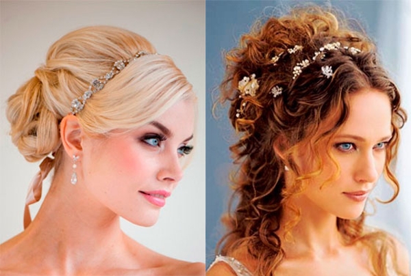 Einfache Frisuren für den Abend. Wie man Frisuren mit Locken und Blume herstellt? Spektakuläre Ideen 05