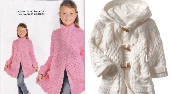 Mantelgestricktes Stricken. Beliebte Frauen- und Kindermodelle 07