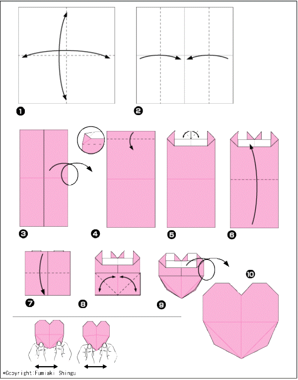 Herzorigami. Herstellungsmethoden und einfache Schemata 11