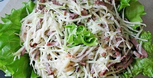 Rettich grüner Salat: Rezepte mit Karotten, Apfel, Rindfleisch und anderen 03