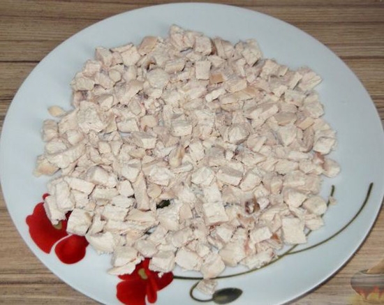 Salat-Sonnenblume - Schritt-für-Schritt-Rezept mit Chips, mit Mais, Huhn, Foto 03