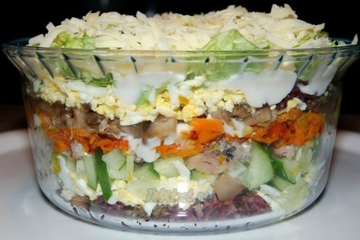 Salat mit gebratenen Champignons 01