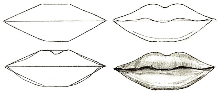 Wie zeichnet man Lippen?? Möglichkeiten, Lippen mit einem Bleistift, eingestellten oder alternativen Verfahren zu zeichnen 02