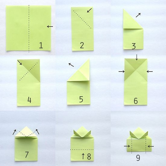 So erstellen Sie ein Frosch-Papier (Origami) mit Ihren eigenen Händen: ein Schema, Schritt-für-Schritt-Anweisungen 03