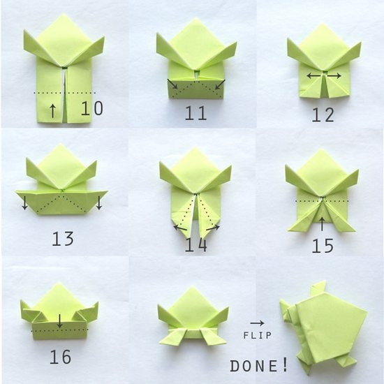 So erstellen Sie ein Frosch-Papier (Origami) mit Ihren eigenen Händen: ein Schema, Schritt-für-Schritt-Anweisungen 04