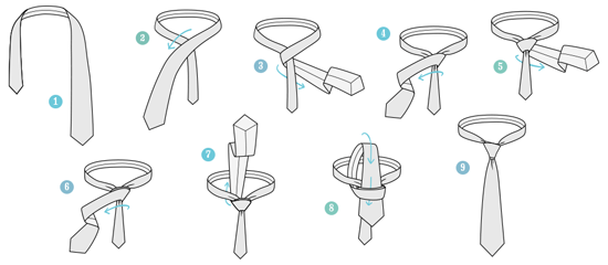 So binden Sie eine enge Krawatte mit verschiedenen Knoten: Schritt für Schritt Anweisungsschema 06