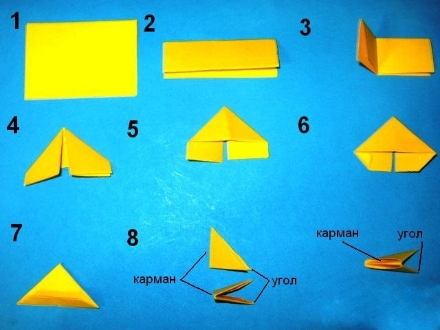 Origami-Lotos: Schema machen. Modularer Origami: So machen Sie einen Lotus? 03