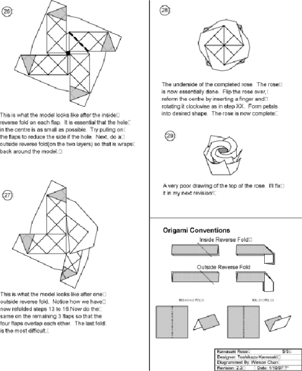 Origami: Papier stieg. Origami Rosa: Cavasaka Toshichadz Schema 07