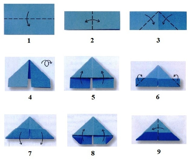 Origami Hase: Herstellungsverfahren. Schema für modulare Origami Hase 01