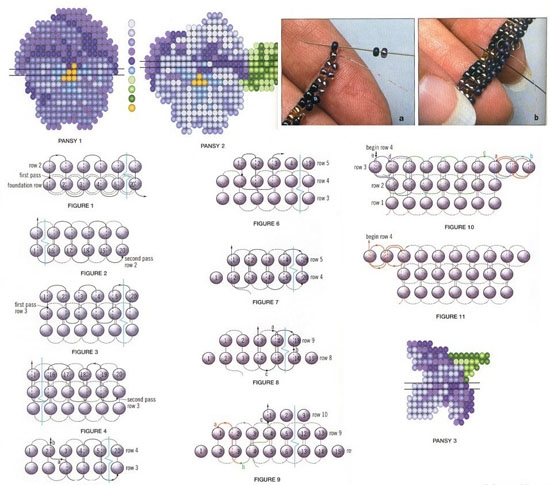 Pansies von Perlen: Weaving-Systeme, Master-Klasse mit Schritt-für-Schritt-Foto 03