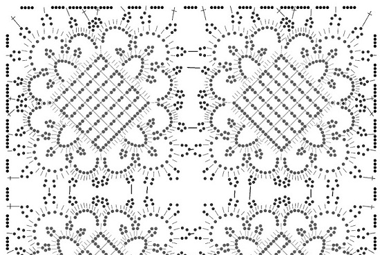 Häkeln Sie Tischdecke auf einem rechteckigen Tisch: Strickschemata mit Beschreibung 08