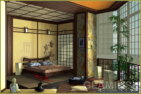 Schlafzimmer Innenräume im japanischen Stil 02